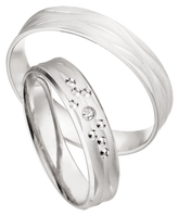 Linden Trauringe / Eheringe Dietikon aus Weissgold mit Diamant - 1411/1412